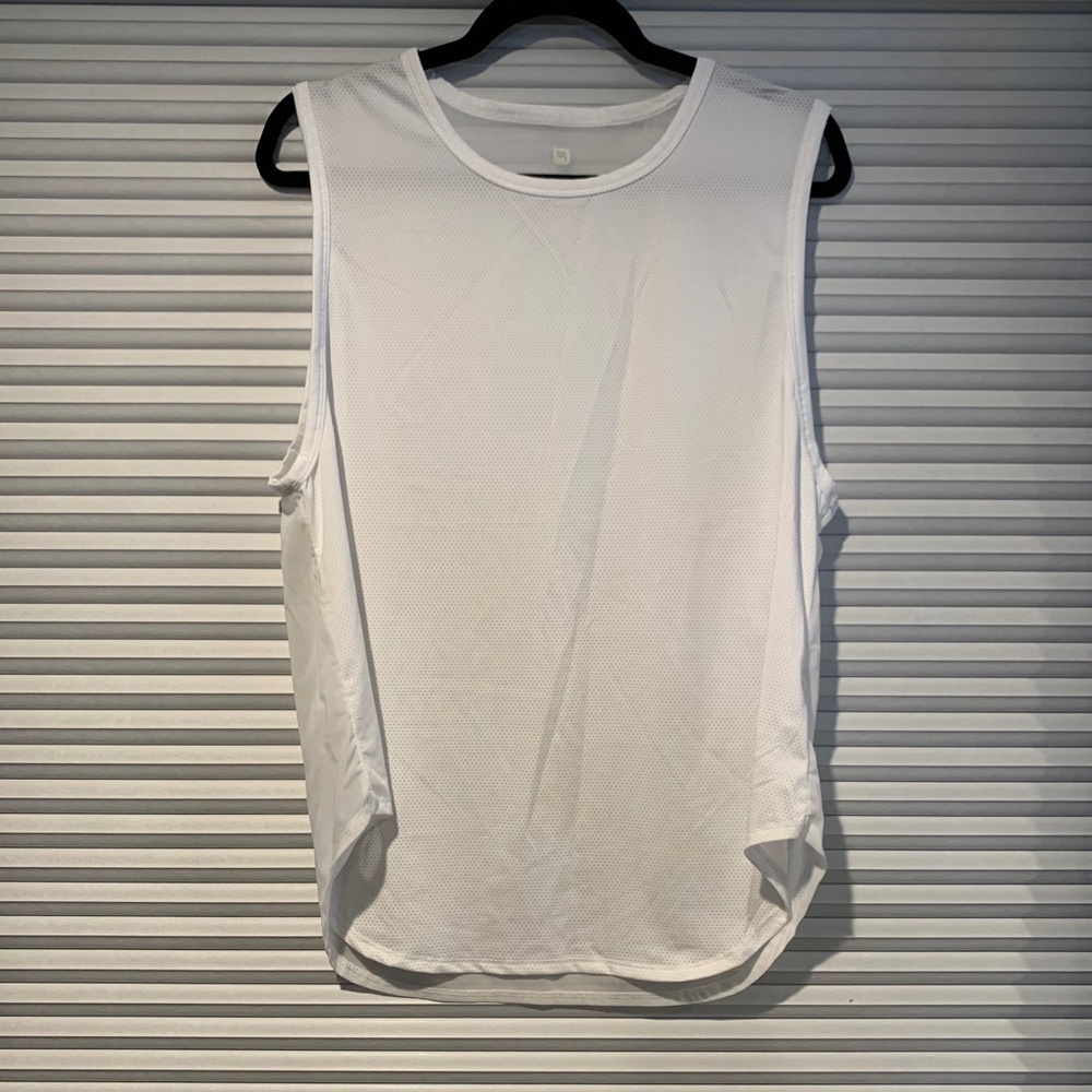 White light weight mesh back Fabletics athletic top